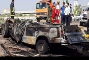 آتش سوزی مرگبار 2 خودرو پس از برخورد با هم در قم