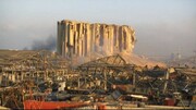 عکسی از نمای بالای بندر ویران‌شده بیروت