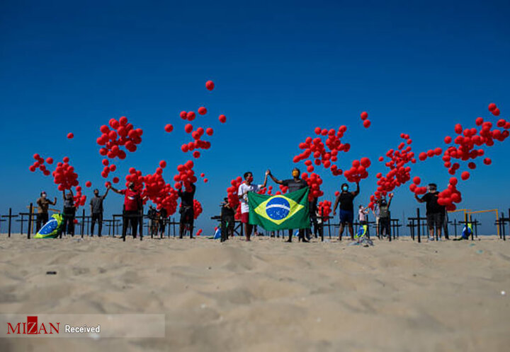 ادای احترام به قربانیان ویروس کرونا در برزیل/تصاویر