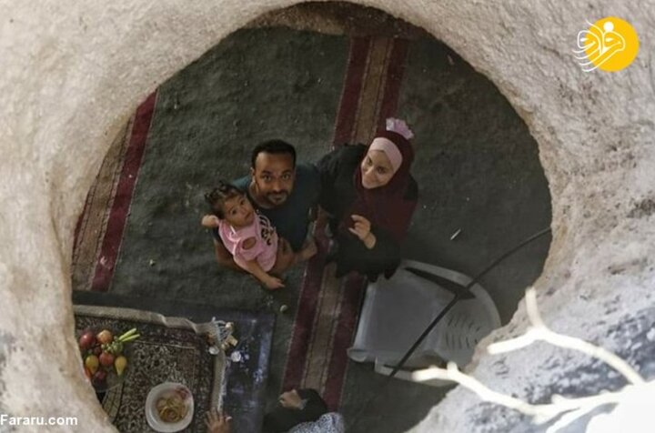 تصاویر باورنکردنی از زندگی مهندس فلسطینی در غار به همراه خانواده