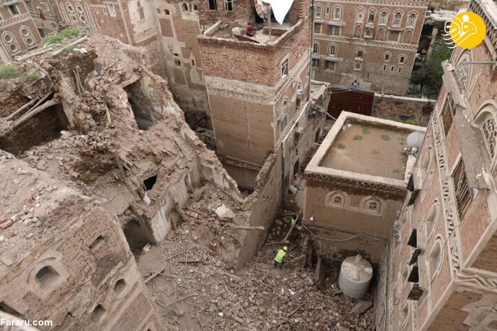 ویرانی خانه‌های تاریخی صنعا به دنبال سیل و بمباران های هوایی/تصاویر