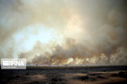 ثبت نهمین آتش سوزی در  تالاب میانکاله در سال ۱۳۹۹/تصاویر
