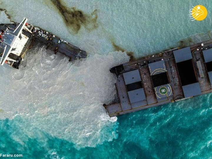 به گل نشستن نفتکش ژاپنی در ساحل جزیره موریس/تصاویر