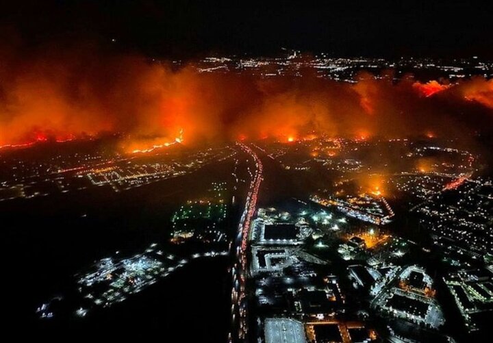تصاویر ماهواره ای از آتش سوزی وسیع در آمریکا + فیلم