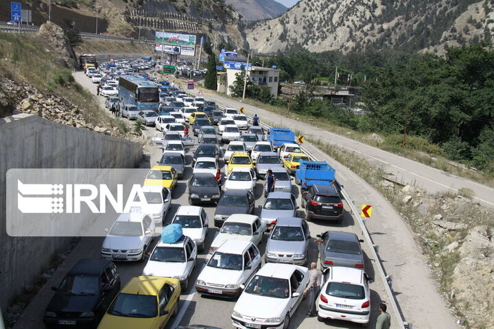 وضعیت ترافیکی سنگین در جاده چالوس