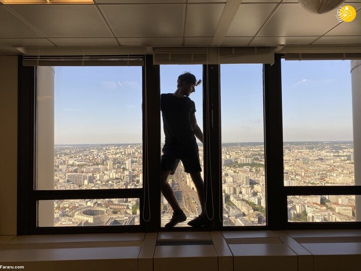 دستگیری گردشگری لهستانی بر فراز بلندترین برج پاریس + فیلم و عکس