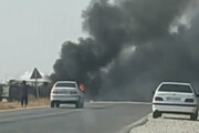 تصادف مرگبار تریلی و خودروی حامل سوخت در خوزستان + فیلم
