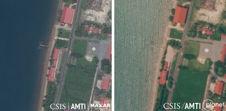 انهدام ساختمان ساخت آمریکا در پایگاه دریایی کامبوج