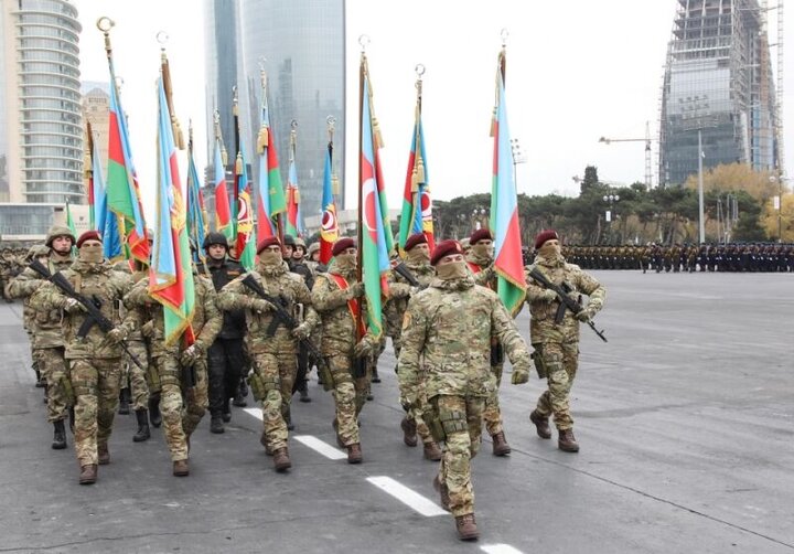  رژه نظامی ارتش جمهوری آذربایجان با حضور اردوغان