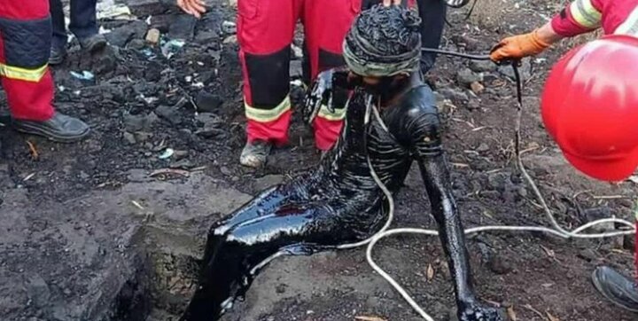 نجات کارگر گرفتار شده در مخزن سوخت در ورامین