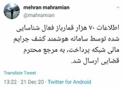 اطلاعات ۷۰ هزار قمارباز ایرانی به مراجعه قضایی رفت