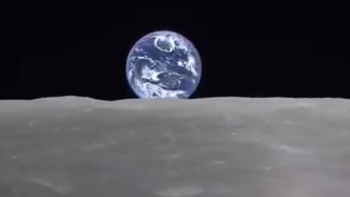 لحظه طلوع زمین در سطح کره ماه /فیلم