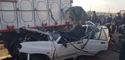 تصادف مرگبار پراید با کامیون
