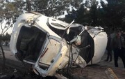 فوت ۲ نفر به علت برخورد وحشتناک خودرو تیبا با درخت در کاشان / فیلم