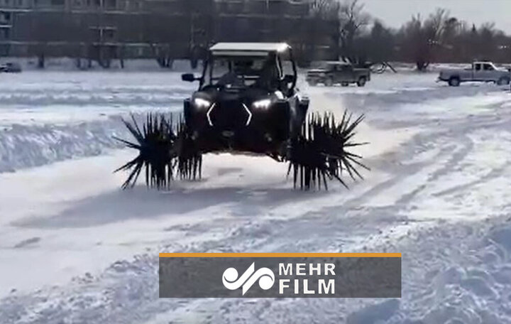ساخت خودروی جالب برای حرکت بر روی برف و یخبندان / فیلم