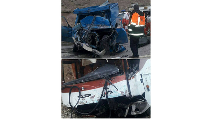 تصادف وحشتناک اتوبوس و وانت در اردبیل/ آمار مصدومان و فوتی‌ها اعلام شد