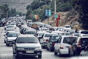 ترافیک نیمه‌سنگین در آزادراه کرج - قزوین محدوده پایانه شهید کلانتری و پل فردیس