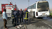 آتش گرفتن اتوبوس مسافربری در اصفهان