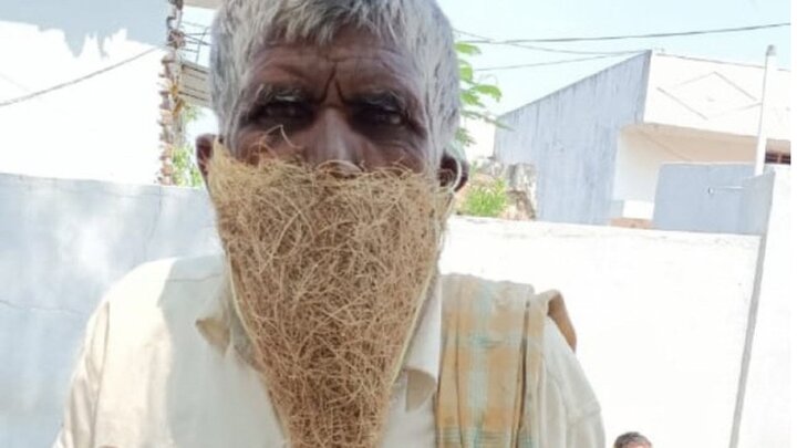 ماسک عجیب مرد هندی به نشانه اعتراض/ فیلم