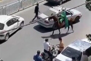 حمله اسب سوار با شمشیر به مردم در اصفهان / فیلم
