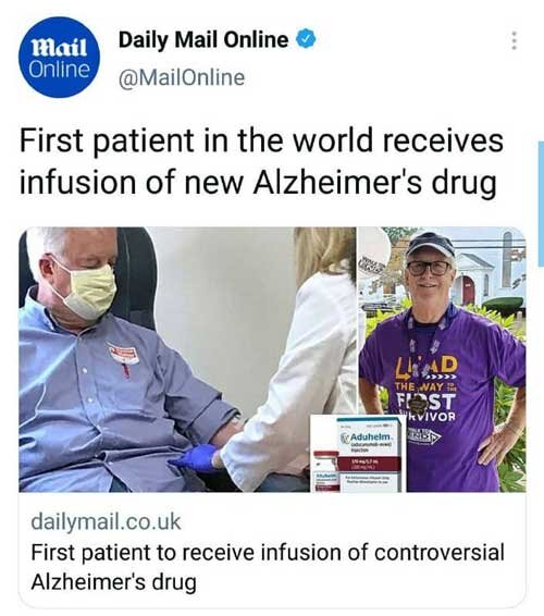 اولین بیمار در جهان، داروی آلزایمر را دریافت کرد