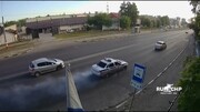 تصادف شدید ماشین پلیس با خودروی سواری / فیلم