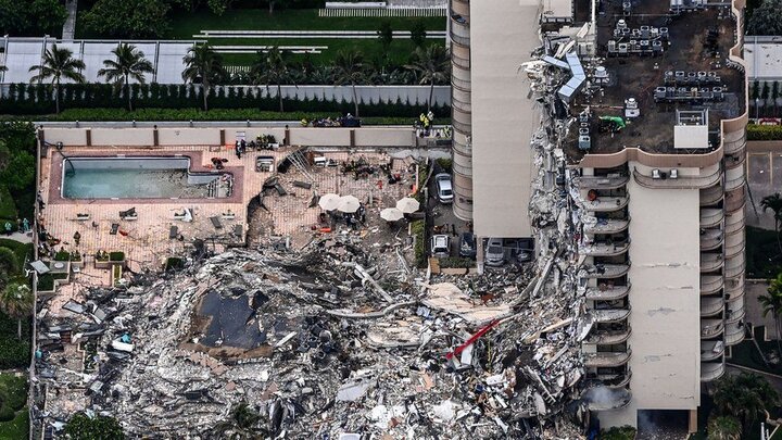 آمار کشته شدگان حادثه ریزش ساختمان در میامی افزایش یافت / مفقود شدن  ۱۵۹ نفر