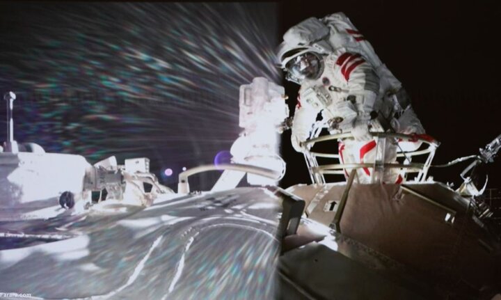 لحظه پیاده روی فضانوردان چینی در ایستگاه فضایی / فیلم