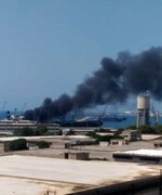 آتش‌ گرفتن یک کشتی تجاری در بندر لاذقیه