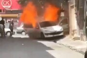 لحظه هولناک انفجار و آتش‌ گرفتن وحشتناک خودرو ۲۰۶ / فیلم