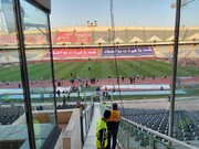 تصاویری از ضدعفونی کردن ورزشگاه آزادی قبل از ایران - کره جنوبی