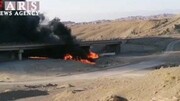 انفجار وحشتناک تانکر گازوییل و سوختن راننده در جاده مشهد / فیلم