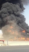 ویدیو هولناک از آتش‌سوزی مهیب تریلی حامل مواد پتروشیمی در آباده