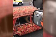 تزئین جالب بدنه خودرو با فرش‌های ایرانی در روسیه / فیلم