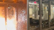 انفجار عجیب در مترو پس از برخورد با دوچرخه روی ریل / فیلم