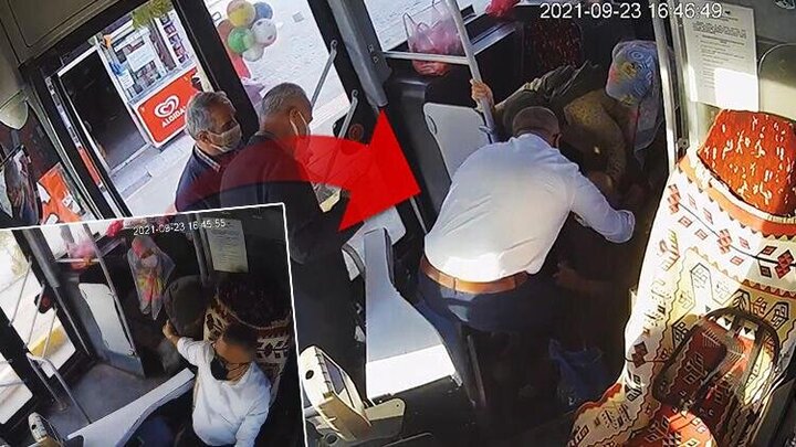 ویدیو جالب از لحظه نجات جان یک مرد در اتوبوس توسط راننده!