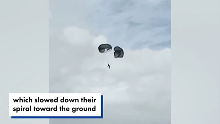 ویدیو نفس‌گیر از لحظه گره‌خوردن دو چتر نجات در میان زمین و آسمان!