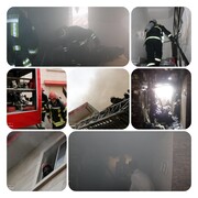 شعله‌کشیدن آتش در طبقه چهارم یک آپارتمان در رشت / فیلم