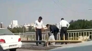 لحظه خودکشی دختر ۱۴ ساله خرمشهری  از روی پل/ فیلم