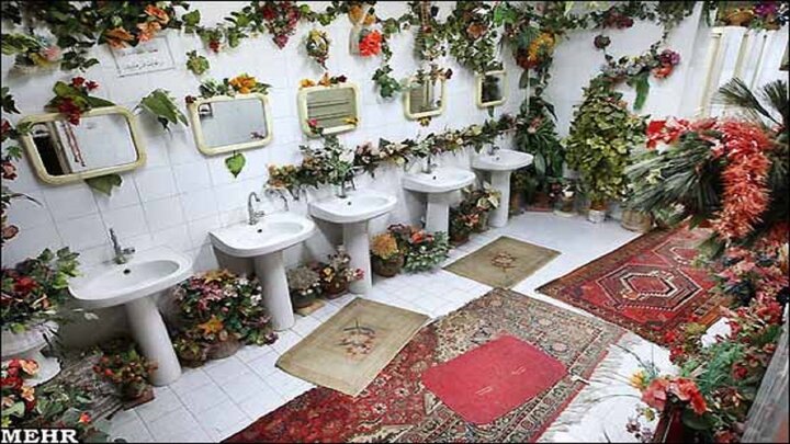 دستشویی که بیشتر شبیه به گلخانه است تا توالت! | خوش ذوق‌ترین کارگر سرویس بهداشتی / فیلم