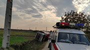 واژگونی مینی بوس در مازندران / ۵ نفر راهی بیمارستان شدند / تصاویر