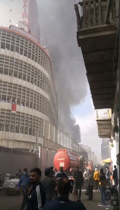 بازار شورجه بغداد دچار آتش‌سوزی گسترده شد