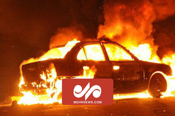 خودروی صهیونیست‌ها به آتش کشیده شد / فیلم