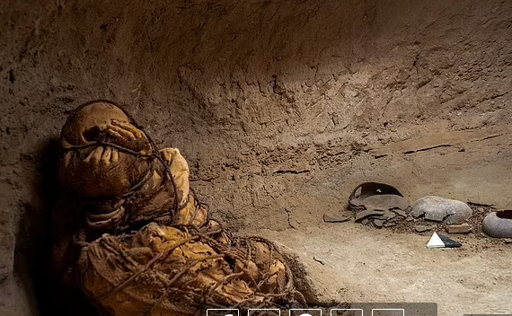 تصاویر دیده نشده از کشف مومیایی طناب پیچ شده در مقبره زیرزمینی / فیلم