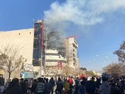 آتش سوزی گسترد یک برج در کرمان / حجم آتش زیاد است، مردم تجمع نکنند