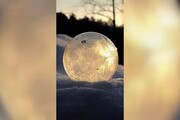تصاویر تماشایی از لحظه یخ زدن یک حباب آب / فیلم