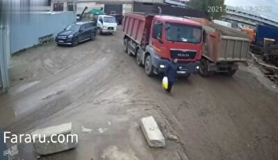 سانحه فجیع رانندگانی؛ یک زن توسط کامیون زیر گرفته شد / فیلم