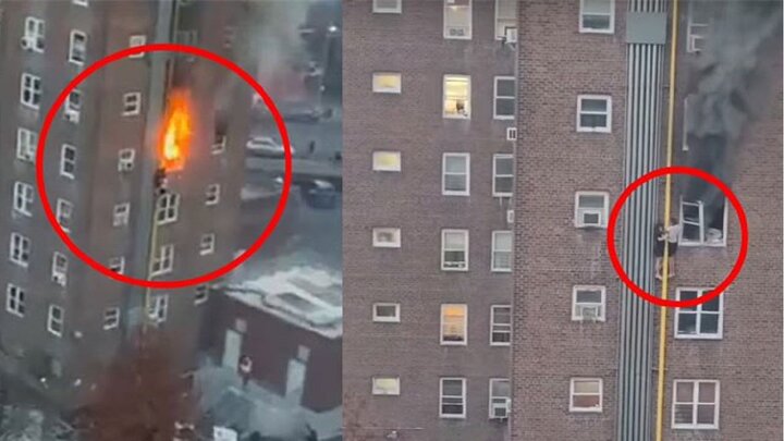 نجات معجزه آسای دو نوجوان از میان شعله های آتش آپارتمان / فیلم