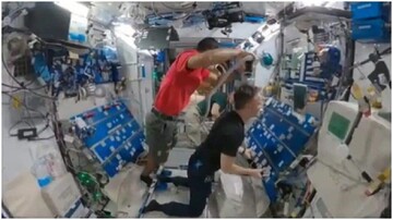 اصلاح موی سر جالب یک فضانورد در ایستگاه فضایی / فیلم