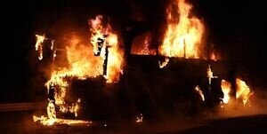 ویدیو هولناک از آتش‌ گرفتن اتوبوس در آزاد راه تهران پردیس | زنده زنده سوختن راننده اتوبوس / فیلم